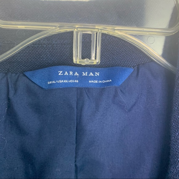 Zara Man Blue Linen Biker Bomber Jacket Size Medium - Picture 6 of 10